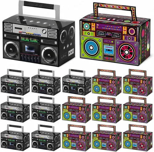 Miniatura 8 de VGOODALL 10 cajas de recuerdo de fiesta de los años 80, cajas de regalo de dulces novedosas para suministros de fiesta retro, decoraciones de radio