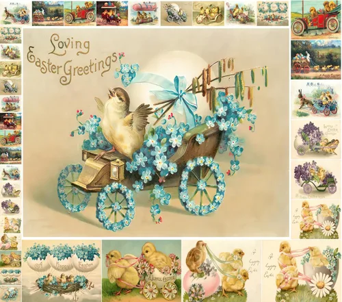 Miniatura 15 de Decoupage - Paquete de papel (10 hojas A4 / 8 x 12 pulgadas) conejitos de Pascua FLONZ Vintage Ephemera Uno