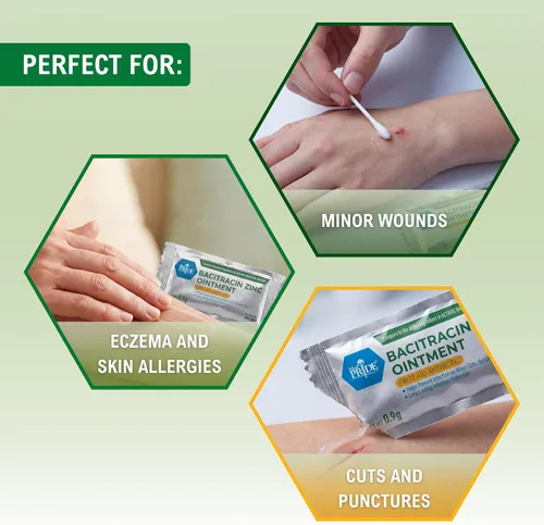 Miniatura 7 de MED PRIDE Ungüento de zinc de bacitracina, crema antibiótica para heridas, quemaduras, cortes, 144 paquetes de tamaño de viaje x 0.03 oz, primeros