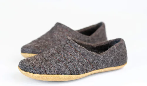 Miniatura 5 de BureBure Women's Wool Slippers Cocoon Clogs Dark Grey Brown