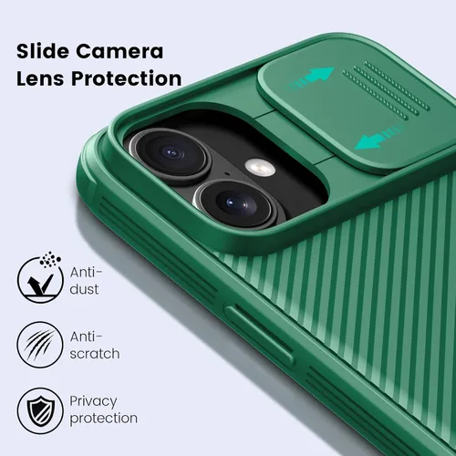Miniatura 3 de Nillkin Funda para iPhone 16 con cubierta deslizante para cámara, [protección mejorada de lente de cámara] Funda protectora delgada a prueba