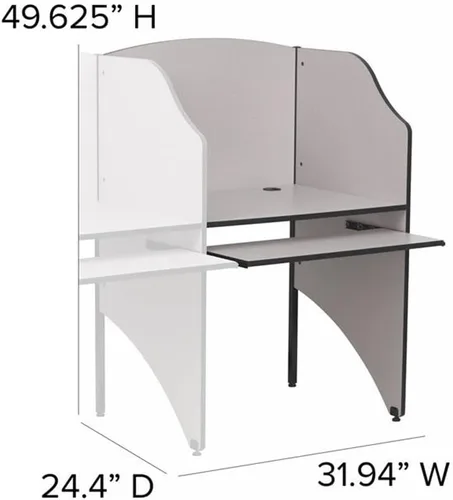 Miniatura 3 de Flash Furniture Jordan - Carrel de estudio complementario en acabado gris nebulosa