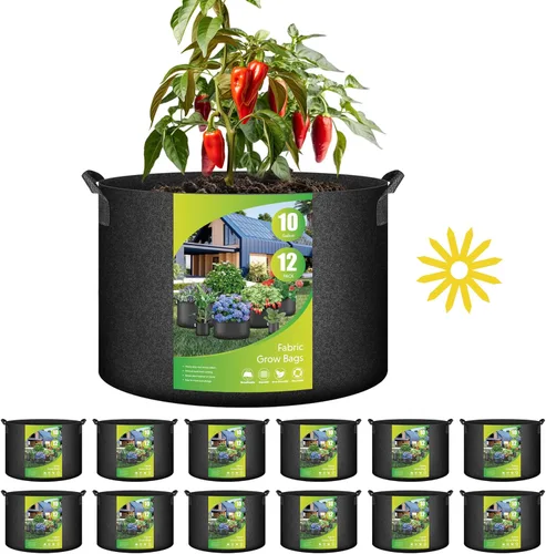Miniatura 17 de HealSmart Paquete de 6 bolsas de cultivo no tejidas de 1 galón, macetas de tela de aireación con asas, adecuadas para frutas de jardín, verduras