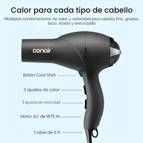 Miniatura 4 de Secador de pelo Infiniti PRO CONAIR con difusor, motor AC profesional, tecnología de cerámica de turmalina, incluye concentrador y cepillo