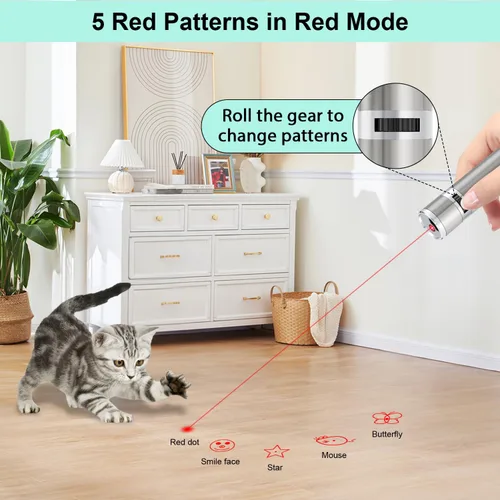 Miniatura 3 de TBTeek Juguetes para gatos, recargables, 3 modos de luz y 5 patrones ajustables, juguete portátil interactivo para gatitos, perros, gatos, ratón