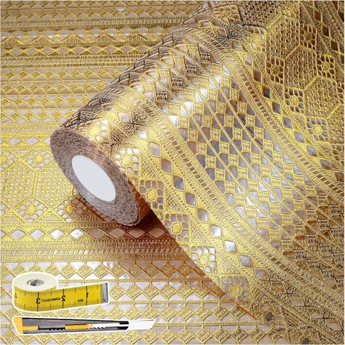 Miniatura 28 de Lámina para revestir estantes y cajones de cocina y baño, impermeable, antideslizante, sin adhesivo, fácil de limpiar, incluye cuchillo y cinta
