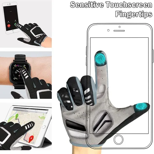 Miniatura 4 de NICEWIN Cycling Bike Gloves Men Women, Padded Anti-Slip Mountain Bike Gloves, Touch Screen Full Finger Road Bicycle Biking Gloves