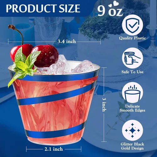 Miniatura 2 de Gejoy Tazas de plástico con borde ondulado de 9 onzas desechables para vino, elegantes tazas transparentes de Halloween para suministros de fiesta
