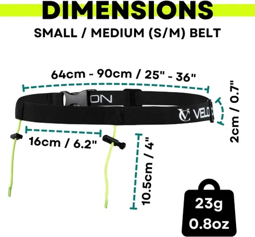 Miniatura 7 de VeloChampion Cinturón Riñonera para Correr – Ajuste Elástico Extensible para Triatlón, Maratón, Ciclismo y Soporte de Número de Carrera, Negro