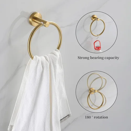 Miniatura 8 de Juego de accesorios de baño en oro cepillado, juego de 10 barras de toallas que incluye 2 barras de toallas de 16 pulgadas, soportes de papel