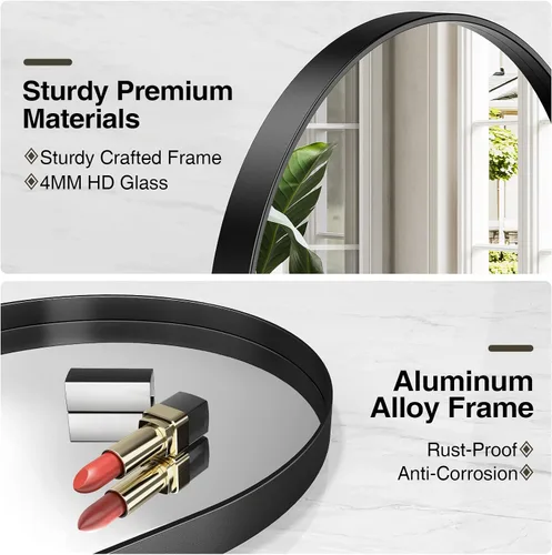 Miniatura 4 de Brightify - Espejo ovalado negro para baño de 24x40 pulgadas, espejos de tocador mate negros para pared con marco de metal, espejo moderno de pared