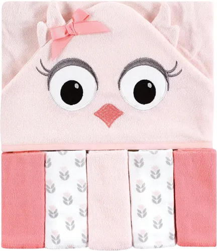 Miniatura 24 de Hudson Baby Toalla unisex con capucha para bebé y cinco toallas pequeñas, diseño de elefante gris con puntos azules, talla única