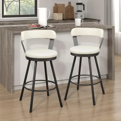 Miniatura 10 de Lexicon Ruthie - Juego de 2 taburetes giratorios para encimera de cocina con respaldo, 25.5 pulgadas de altura de asiento de 25.5 pulgadas, sillas