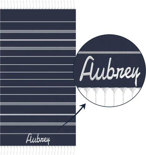 Miniatura 2 de Toallas de playa de algodón personalizadas con borlas para adultos, de gran tamaño, 39 x 70 pulgadas, toalla de playa turca personalizada con nombre