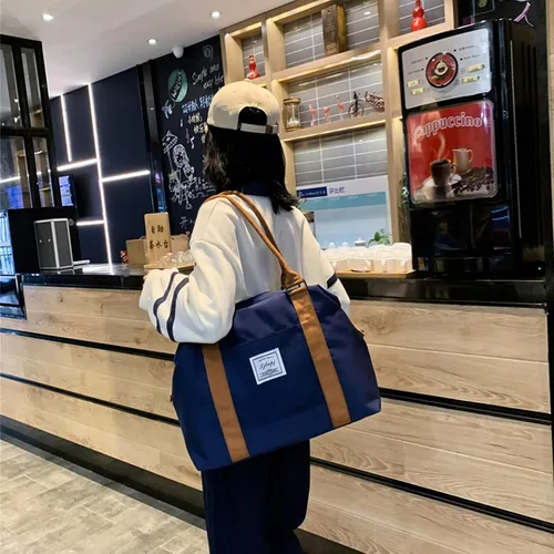 Miniatura 12 de KARRESLY Bolsa de viaje para mujer, bolsa de hombro para fin de semana, bolsa de deporte, gimnasio, bolsa de mano, impermeable, Beige