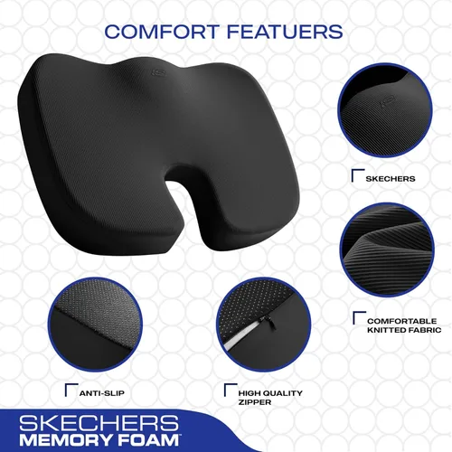 Miniatura 3 de Skechers Cojín de Espuma Viscoelástica para Asiento, Cojín para Silla de Oficina para Alivio del Dolor de Coxis, Almohada para Glúteos para Silla