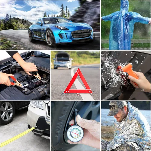 Miniatura 7 de Kit de emergencia en carretera para automóvil, 86 piezas, kit de asistencia lateral de seguridad para viajeros de invierno, kit esencial