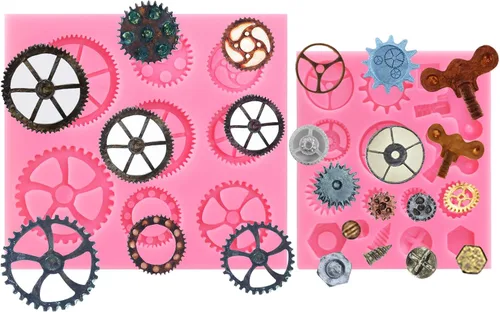Miniatura 2 de Funshowcase Reloj de estilo steampunk para reloj, engranajes, engranajes, molde de silicona para Sugarcraft, decoración de pasteles, decoración