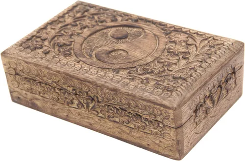 Miniatura 8 de KayJayStyles - Caja de almacenamiento de madera para la joyería, tallada a mano Yin Yang