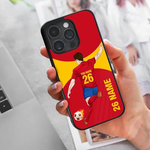Miniatura 7 de Fundas personalizadas con nombre y número de fútbol para iPhone 11, 12, 13, 14, 15, 16 Pro Max Plus Mini Xr Xs para Samsung Galaxy A03 A13 A53 A73