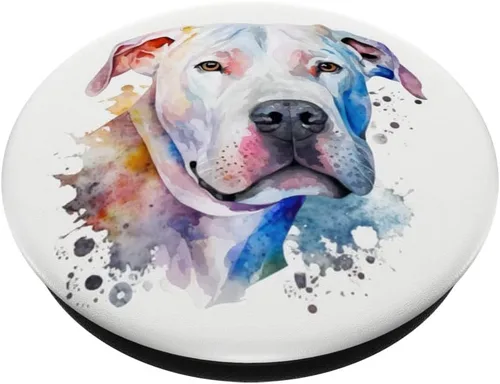 Miniatura 2 de Dogo Argentino Perro Colorido Acuarela PopSockets intercambiables PopGrip