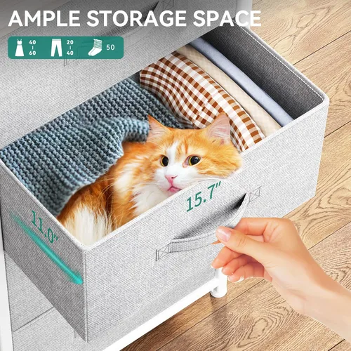 Miniatura 6 de YITAHOME Cómoda con 4 cajones – Torre de almacenamiento de tela, unidad organizadora para dormitorio, sala de estar, pasillo, armarios – Estructura