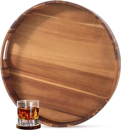 Miniatura 7 de Bandeja extra grande de 20" de madera de acacia con asas - Bandeja de madera para otomano, mesa de café, charcutería, cama y desayuno
