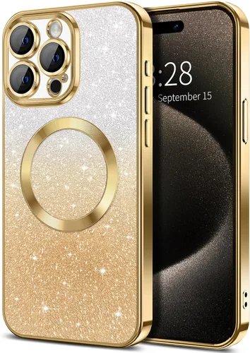 Miniatura 92 de Hython Funda para iPhone 13 Pro transparente con purpurina magnética [compatible con MagSafe] Protector completo de lente de cámara delgado