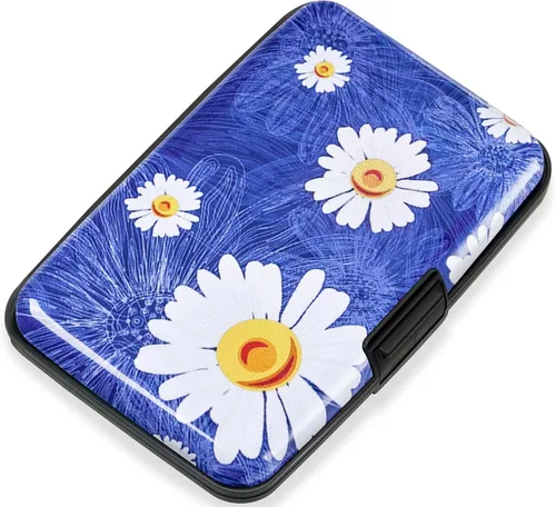 Miniatura 23 de Mayski Soporte para tarjetas de crédito, bloqueo RFID, funda rígida de aleación de aluminio, pequeña cartera de metal para mujeres y hombres