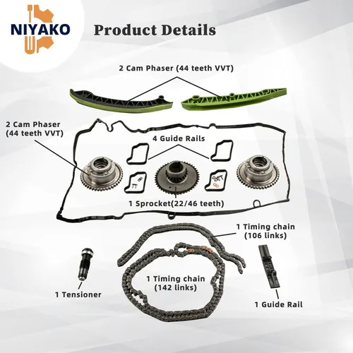 Miniatura 5 de Kit de cadena de distribución de ajustadores de árbol de levas M271 para 2012-2014 M'-ercedes B'-enz CLK200 E200 C200 C230 C250, reemplazo #