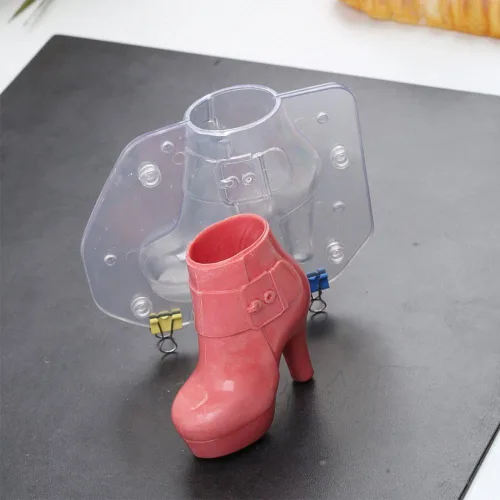 Miniatura 4 de Botas de tacón alto 3D para mujer, molde de chocolate, zapatos de aguja de cuero, molde de policarbonato de plástico para fondant, dulces
