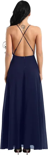 Miniatura 5 de YiZYiF - Vestido de fiesta de gasa para mujer sin espalda