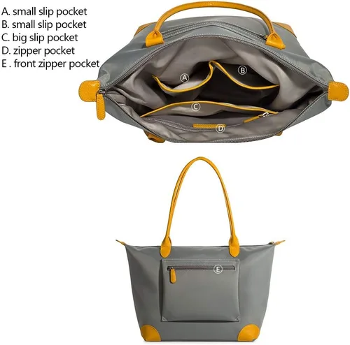 Miniatura 7 de DORIS&JACKY Bolso de mano para mujer, grande, ligero, de cuero, de nailon, para el trabajo, bolso de hombro y bolso de viaje plegable Large