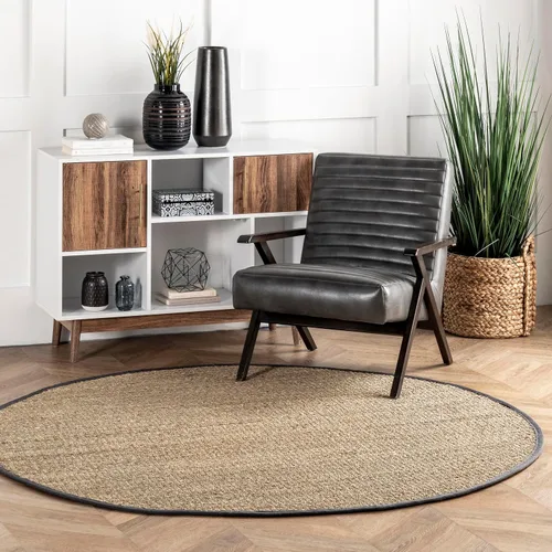 Miniatura 22 de nuLOOM Alfombra de Área Elijah Seagrass de 5 x 8 pies, Beige, Estilo Rústico Sólido, Borde de Algodón, Tejido de Cesta, Fibra Natural, Para Elijah