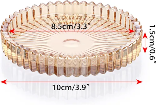 Miniatura 2 de JUXYES Juego de 5 posavasos de cristal tono ámbar redondos, tapetes para tazas de vidrio, posavasos para bebidas, café, té, vino, posavasos