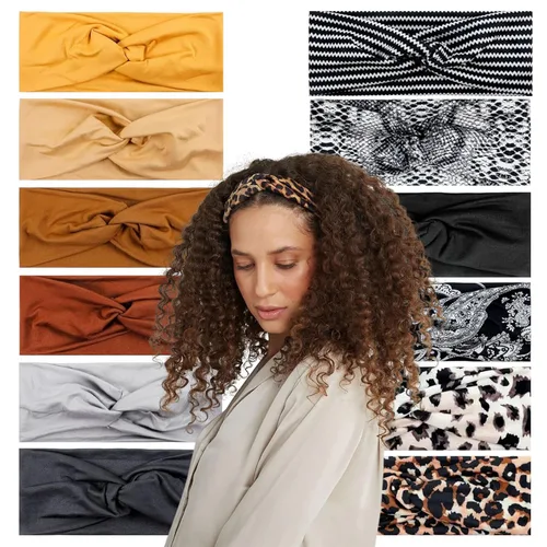 Lotus78, Paquete de 12 diademas anchas para mujer, antideslizantes, modernas bandas deportivas para el cabello de mujer, bandas elásticas suaves y