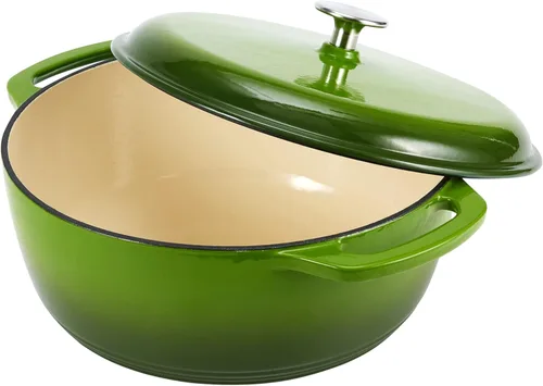 Miniatura 3 de Amazon Basics - Olla de horno holandés de hierro fundido con tapa, esmaltada, redonda, con asas dobles, resistente, mediana, 6 cuartos de galón