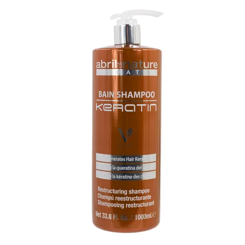 abril et nature - Champú Profesional de Peluquería Queratina - Reparaciones y Reestructuras - Para Cabello Natural Sin Borro - Acción Ultrarápida -