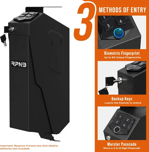 Miniatura 3 de RPNB - Caja fuerte montada para armas, con certificación California DOJ, tapa de apertura automática, caja fuerte inteligente para pistola