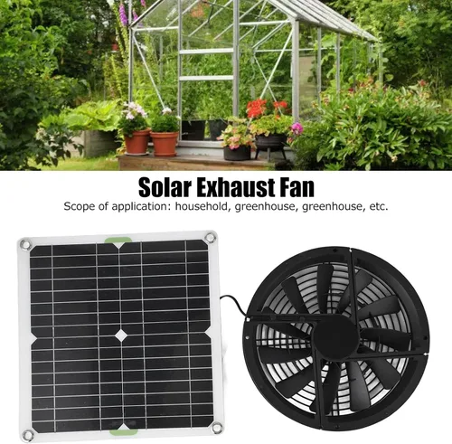 Miniatura 4 de Kit de ventilador de ventilación de panel solar de 10 pulgadas, ventilador de escape portátil con malla protectora, mini ventilador de 12 V 100 W