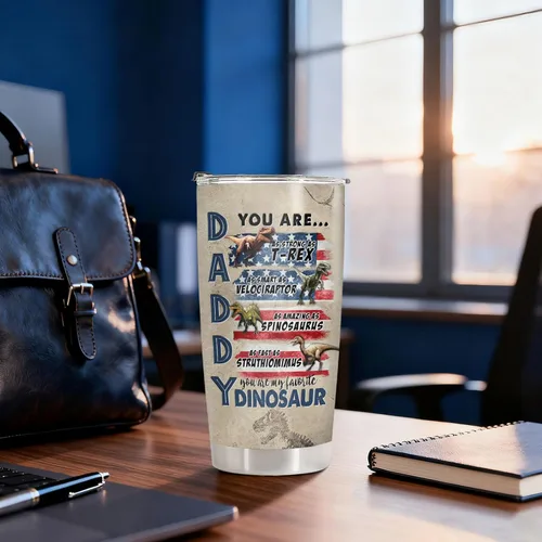 Miniatura 6 de 34HD Regalos para el Día del Padre de parte de su hija, vaso de viaje aislado de dinosaurio Dadasaurus, vaso de 20 onzas, divertido regalo de Vaso