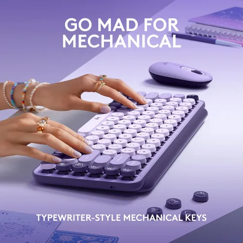 Miniatura 4 de Logitech POP Keys - Teclado mecánico inalámbrico con teclas Emoji personalizables, diseño compacto duradero, conectividad Bluetooth o USB, Cosmos