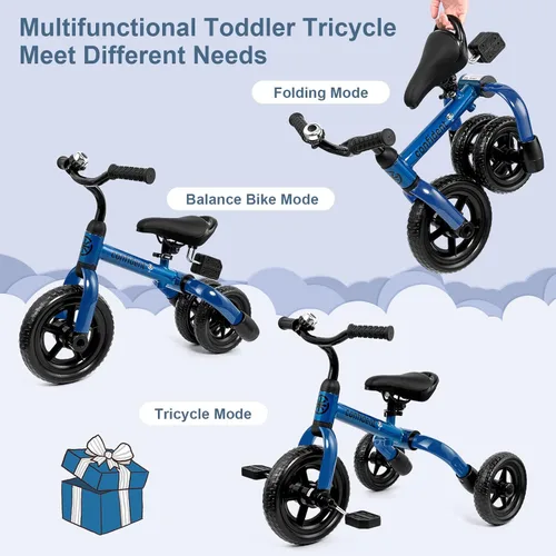 Miniatura 2 de XPIY Triciclo para niños de 2 a 5 años, triciclo plegable 3 en 1 para niños y niñas, bicicleta para niños con pedal desmontable y asiento ajustable