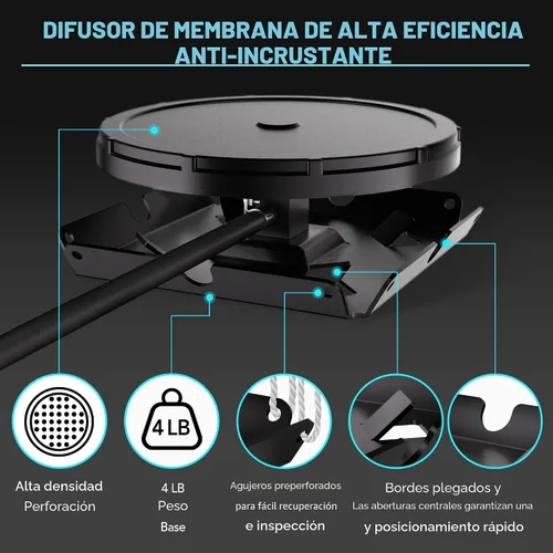 Miniatura 7 de PAS20 Sistema de aireación para estanques y lagos hasta 3 acres, compresor de 3/4 HP + dos tubos ponderados de 100 pies + 2 difusores