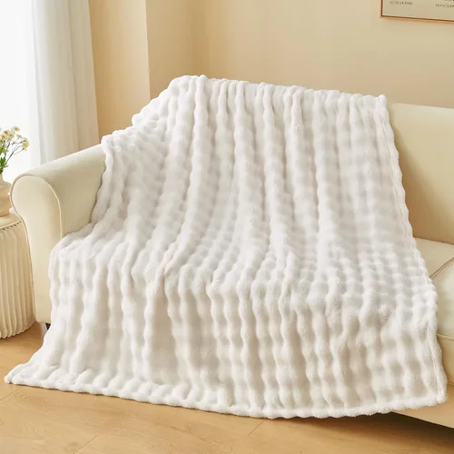 Miniatura 51 de NEWCOSPLAY Manta para Sofá Aqua Súper Suave de Franela Polar 3D Burbuja Ligera Manta de Cama para Uso en Todas las Estaciones (Aqua, Throw(50"x60"))