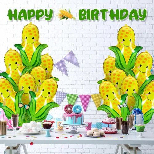 Miniatura 6 de Shappy 20 globos de maíz con temática de frutas de 28 pulgadas, globos de aluminio para decoración de maíz, globos de aluminio para cumpleaños, baby