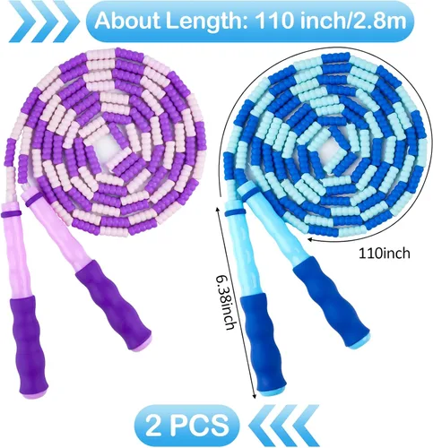 Miniatura 7 de Jump Rope for Kids, Adjustable Jump Ropes for 4 5 6 7 8 10 12, Tangle Free Jumping Rope Age 8-12, Segmented Soft Beaded Skipping Rope for Women Azul