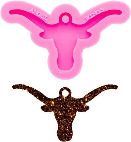 Miniatura 8 de Molde de silicona brillante con forma de cabeza de toro, llavero de cara de vaca, molde de arcilla polimérica, collar hecho a mano, joyería