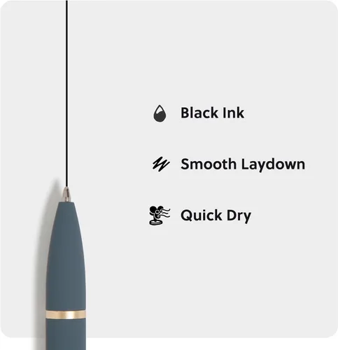 Miniatura 4 de U Brands Bolígrafos Monterey, juego de 2, gris pizarra oscuro y rosa suave con detalles dorados, punta gruesa (1.0 mm), tinta negra