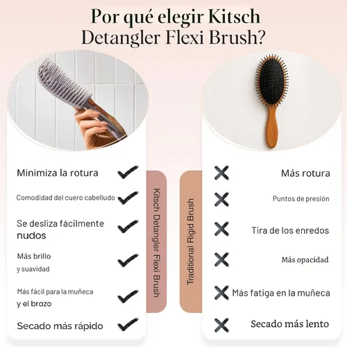 Miniatura 3 de Kitsch Cepillo desenredante para cabello Flexi Flow para mujeres, hombres y niños Cepillos desenredantes para cabello rizado con marco flexible